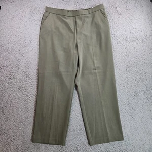 NEW - Sag Harbor Pants Women 16P Petite Stretch Pull On Flat Front Olive Green - Picture 1 of 13