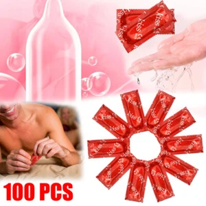100 PACK Ultra Thin Lubricated Bulk Condoms for Men Extended Pleasure Sex Time - Picture 1 of 15