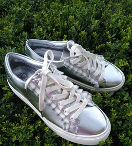 tory burch ruffle sneaker silver