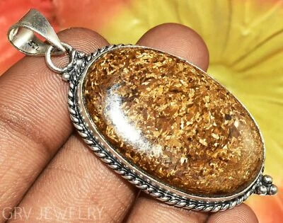 Colgante étnico de piedras preciosas de bronce enchapado en plata 925 u462-A114 Foto 1 de 4