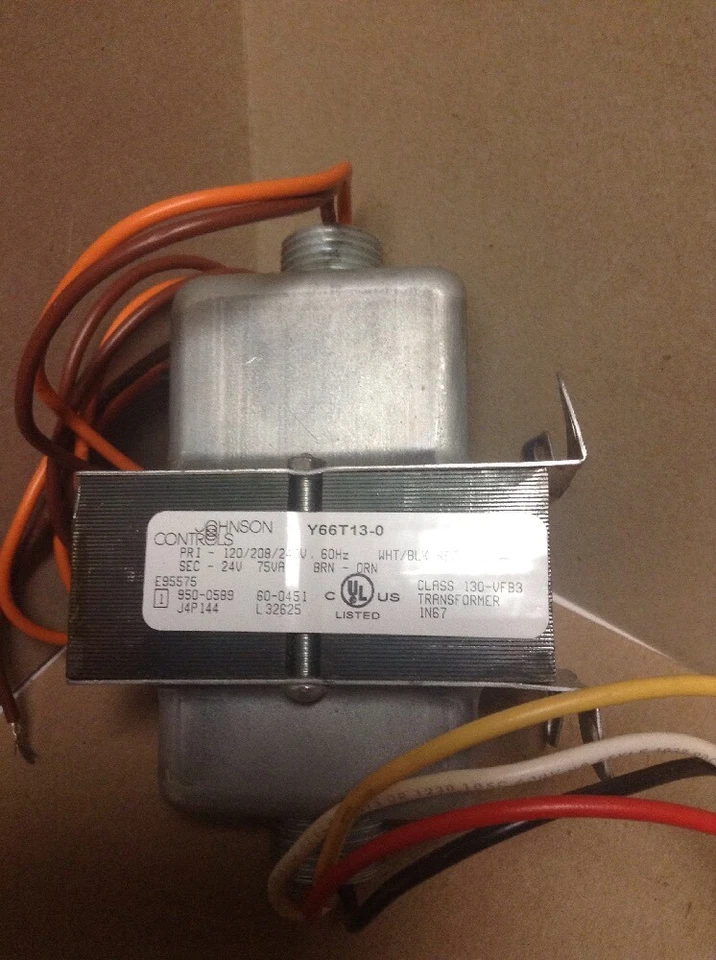 JOHNSON Y66T13-0 WEIL MCLAIN LGB TRANSFORMER 120/208-240VPRIMARY 24V-75VA SECOND - Image 1 of 3