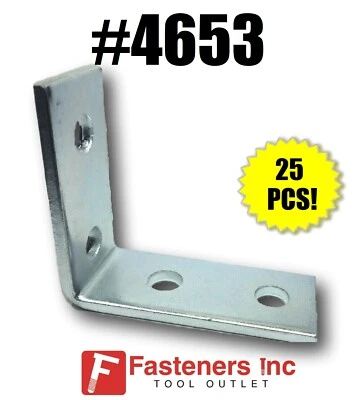 GENERIC (QTY 25) 4-Hole 90° Corner Angle for Unistrut / B-Line Channel #4653 P1325 Zinc