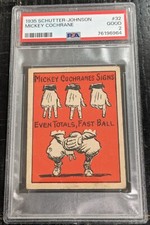 1935 Schutter Johnson MICKEY COCHRANE PSA 2 Good (Just Graded) #32 Candy Card