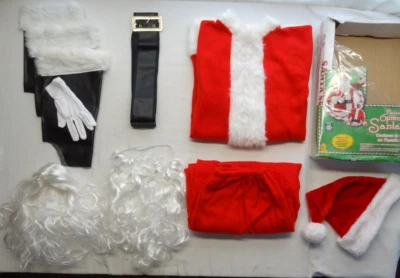 Rubie Flannel Santa Claus Suit Costume Outfit Jacket Coat Wig Beard Hat Boot Top - Image 1 of 4