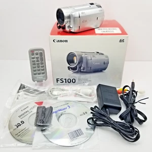 Canon FS100 Digital Video Camcorder 48x/2000x Zoom W/Box Power Cord Remote +More - Picture 1 of 22