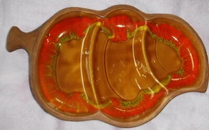 Santa Anita Ware R-144 Ceramic Orange Retro Divided Dish Pottery Clay California - Picture 1 of 11