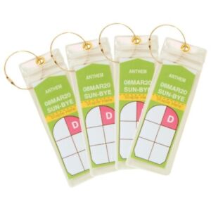 (4 or8)Pack NARROW Cruise Tags - Luggage Etag Holder with Zip Seal & Steel Loops