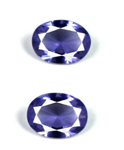 1.85 Ct/7 mm Oval Cut Violet Iolite Gemstone Pair Natural Certified GM55 - Picture 1 of 8