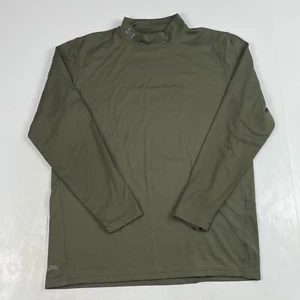 Under Armour Shirt Mens Large Green Mock Neck Compression Long Sleeve Lined Ski - Picture 1 of 13