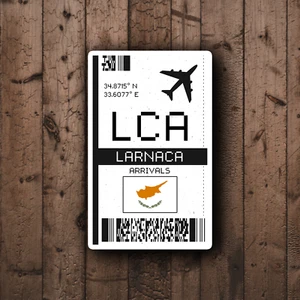 LCA Larnaca, Cyprus Boarding Pass Glossy Sticker - Airport Travel Sticker - Picture 1 of 3