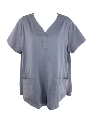 Natural Uniforms women's size XL modern fit luxe stretch gray V- scrub top - Image 1 of 4