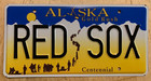 ALASKA GRAPHIC VANITY LICENSE PLATE " RED SOX " FENWAY PARK BOSTON BASEBALL MASS