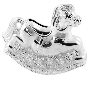 BAMBINO SILVER PLATED ROCKING HORSE MONEY BOX BANK - Picture 1 of 1