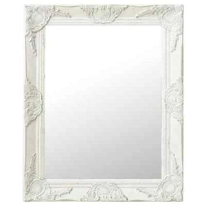 Baroque Style Wall Mirror Makeup Vanity Mirrors With Wooden Ornate Frame White - Picture 1 of 6