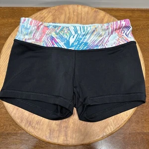 IVIVVA by Lululemon Mädchen 10 schwarz pink gestreifte Bund rhythmische Boogie Shorts - Bild 1 von 5