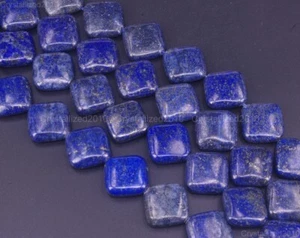 Natural Lapis Lazuli Gemstone Diagonal Perforation Square Beads 14mm 16mm 15.5" - Picture 1 of 8