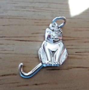 ¡Lindo gato de plata esterlina 15x15 mm con dije de cola móvil! - Imagen 1 de 8