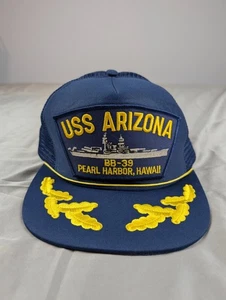 De colección USS Arizona BB-39 Pearl Harbor Hawaii Marina Snapback Camionero Sombrero Gorra Malla - Imagen 1 de 9