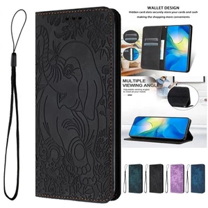 For Samsung A25 A35 A55 A05S A54 Elephant Pattern Wallet Case Flip Stand Cover - Picture 1 of 16