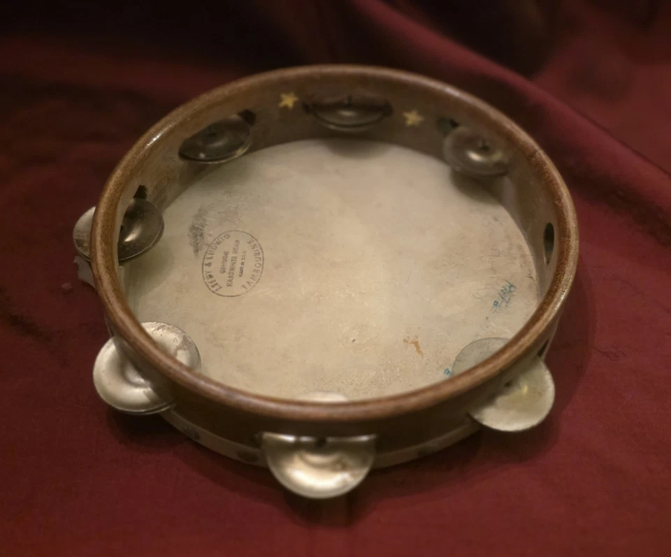 Pandereta vintage Leedy & Ludwig 8” 1950’5 "cabeza blanca dura genuina" Foto 1 de 4