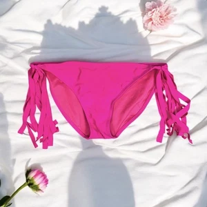 Neon Pink Bikini Swim Bottom Fringe Sides Festival Boho Beach Vacation Flirty S - Picture 1 of 6