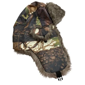 Mens Camouflage Trapper Flap Hat with Faux Fur Hunting Winter - Picture 1 of 11