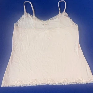 Vintage Olga Camisole Tank Lace Trim Pink Nylon Sz Large Feminine Coquette - Picture 1 of 5