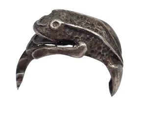 VINTAGE Sterling Silver FROG Ladies Ring Size 4.25 Rare Find - Picture 1 of 5