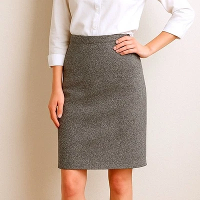 Falda Escada Margaretha Ley Talla 36 Gris Tejida Lana Cachemira Lápiz Midi Oficina Foto 1 de 4