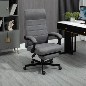 Vinsetto High-Back Home Office Chair with Adjustable Height and Footrest, Grey - Picture 1 of 12