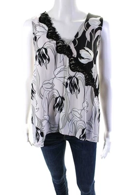 Blusa floral BCBGMAXAZRIA para mujer con cuello en V sin mangas de encaje talla XS Foto 1 de 4