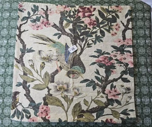 New POTTERY BARN NOLA SONGBIRD Reversible PILLOW COVER - ivory 24” sq floral - Picture 1 of 2