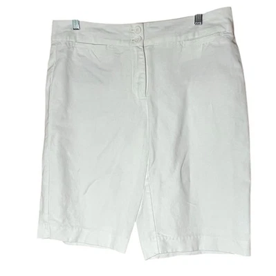 Liz Claiborne Sloane Shorts Women's Size 8 White Linen Blend Pockets, Lined - Image 1 of 4