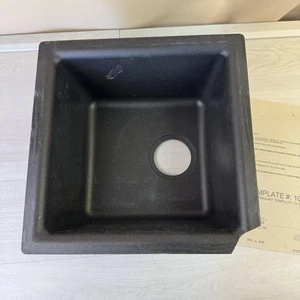 Elkay ELG1616BK0 Single Bowl Dual Mount Black Quartz Classic Sink. 15.75" - Picture 1 of 11