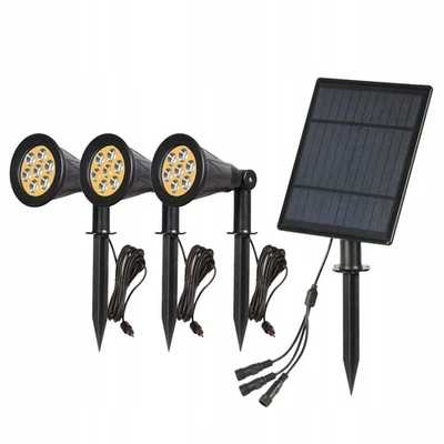 Solar-LED-Lampe 3×7W 3000K warmweiß, steckbar mit Solarpanel - Bild 1 von 4