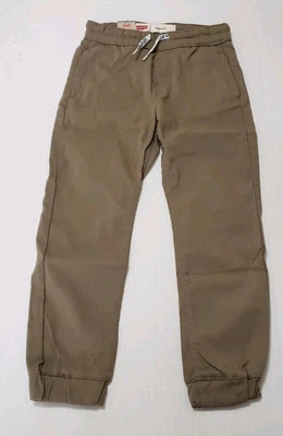 Levis Boys 4/5 Khaki Jogger Pant Elastic Cuff Drawstring Slim Fit  NWT! - Image 1 of 4