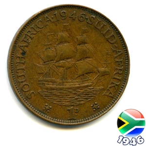 A SOUTH AFRICA 1946 GEORGE VI ONE PENNY coin, 79 Years Old! (Re: 1946_40/1) - Picture 1 of 2