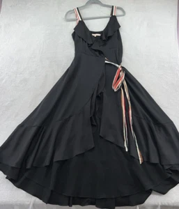 Anthropologie Hutch Dress Women’s Medium Wrap Dress Black Striped Ribbon Detail - Picture 1 of 10