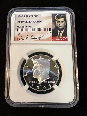 1995 S KENNEDY SILVER HALF DOLLAR NGC PF 69 ULTRA CAMEO 040 - Image 1 of 4