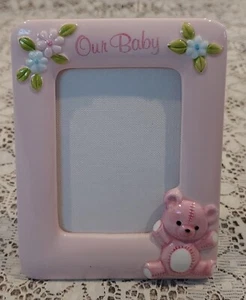 Vintage Lefton Ceramic Porcelain Our Baby Photo Picture Frame Girl Pink Japan - Picture 1 of 7