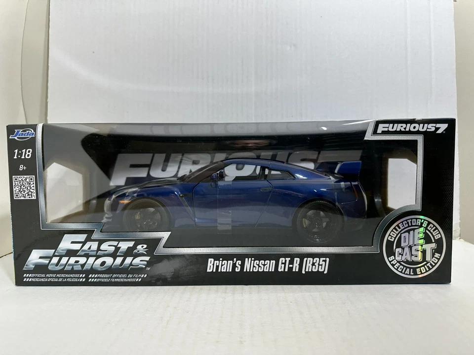 JADA FAST & FURIOUS BRIAN'S 2009 NISSAN SKYLINE GT-R R35 BLUE 1:18 DIECAST  #35 - Image 1 of 4