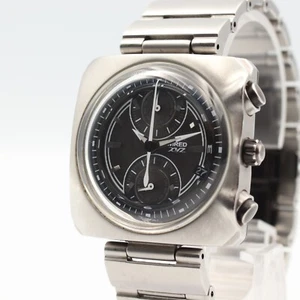 *NEAR MINT* SEIKO WIRED XYZ 7T94-0AC0 Quartz Black Round 35mm Mens Watch - Picture 1 of 12