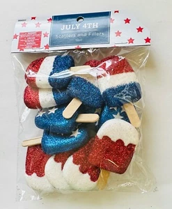 1 Pk Glitter Patriotic Popsicles Vase Scatters Filler Tiered Tray Decor July 4th - Picture 1 of 1