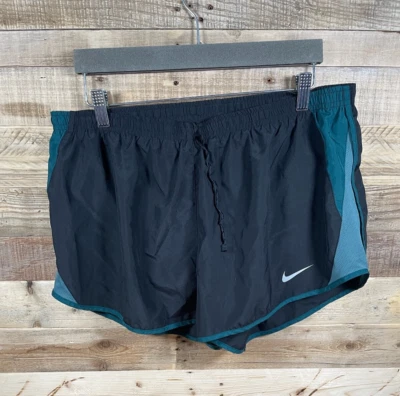 Pantalones Cortos Nike Negros Verdes Dri-Fit Para Mujer (XL) Atléticos Correr Pantalones Elásticos Foto 1 de 4