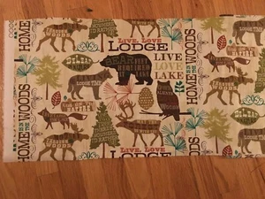 LODGE , UP NORTH,BEARS,MOOSE SCRAP 20" X 9" FABRIC FOR MASKS, PILLOWS OR QUILTS - Picture 1 of 1