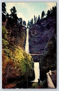 Postal Multnomah Falls, Oregon, 2nd Highest Falls en los EE. UU. Velo de novia, dorado - Imagen 1 de 2