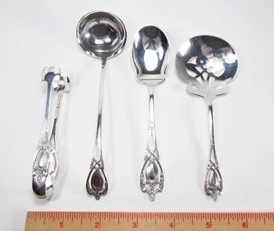 Antiguo lote de 4 piezas para servir pequeñas de plata esterlina Monticello de 1908 Lunt EE. UU. Foto 1 de 4