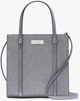 Bolso de Mano Pequeño Kate Spade Kenzie Brillo KI959 Plateado Azulado Nuevo con Etiquetas $329 Foto 1 de 4