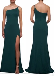 La Femme Kleid Damen 14 Grün One Shoulder Jersey Maxi Abend Feminin Neu ohne Etikett - Bild 1 von 10