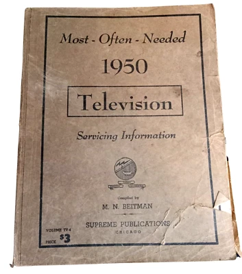 MOST OFTEN NEEDED 1950 Television Servicing Information M.N. Beitman Book Manual - Image 1 of 4